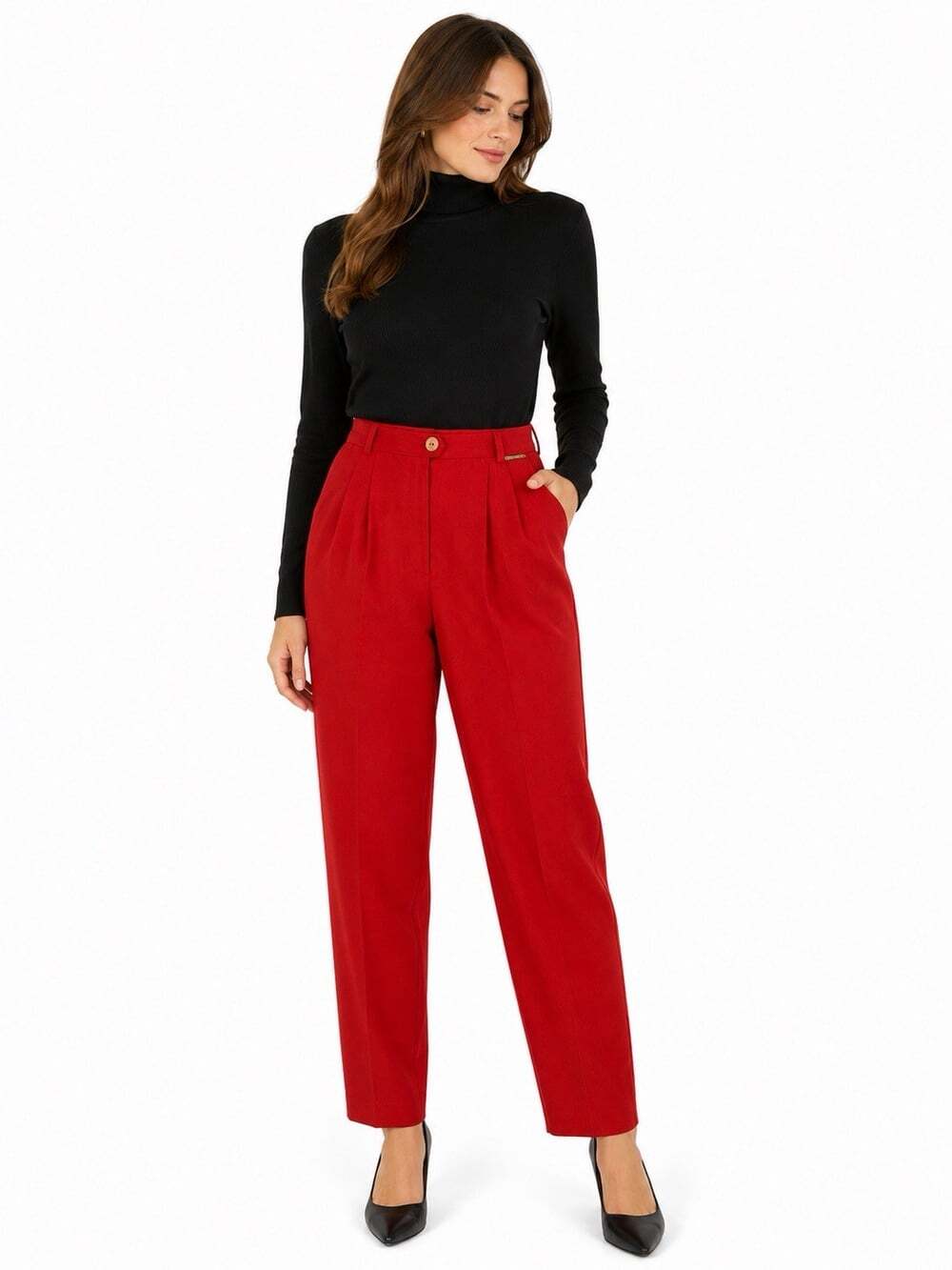 Geiger Collection Women 38 Red Pure New Wool Pants NWT Made in Austria VTG 90’s